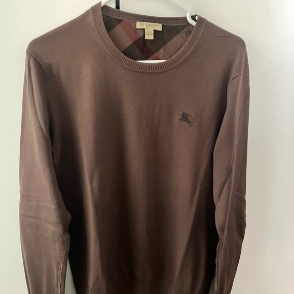 Burberry Men's Logo Elbow Check Sweater - Picture 1 of 7